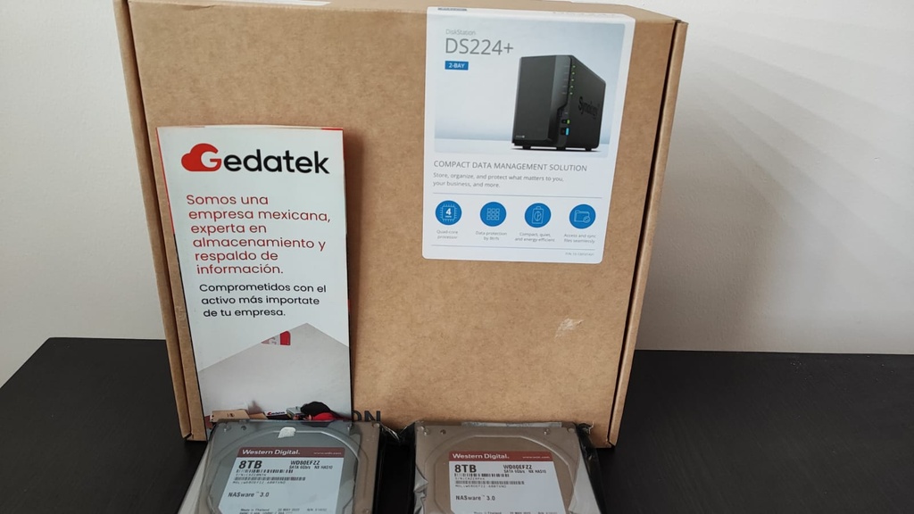 Synology DS224+ con 2 discos duros de 8TB WD RED (16TB)