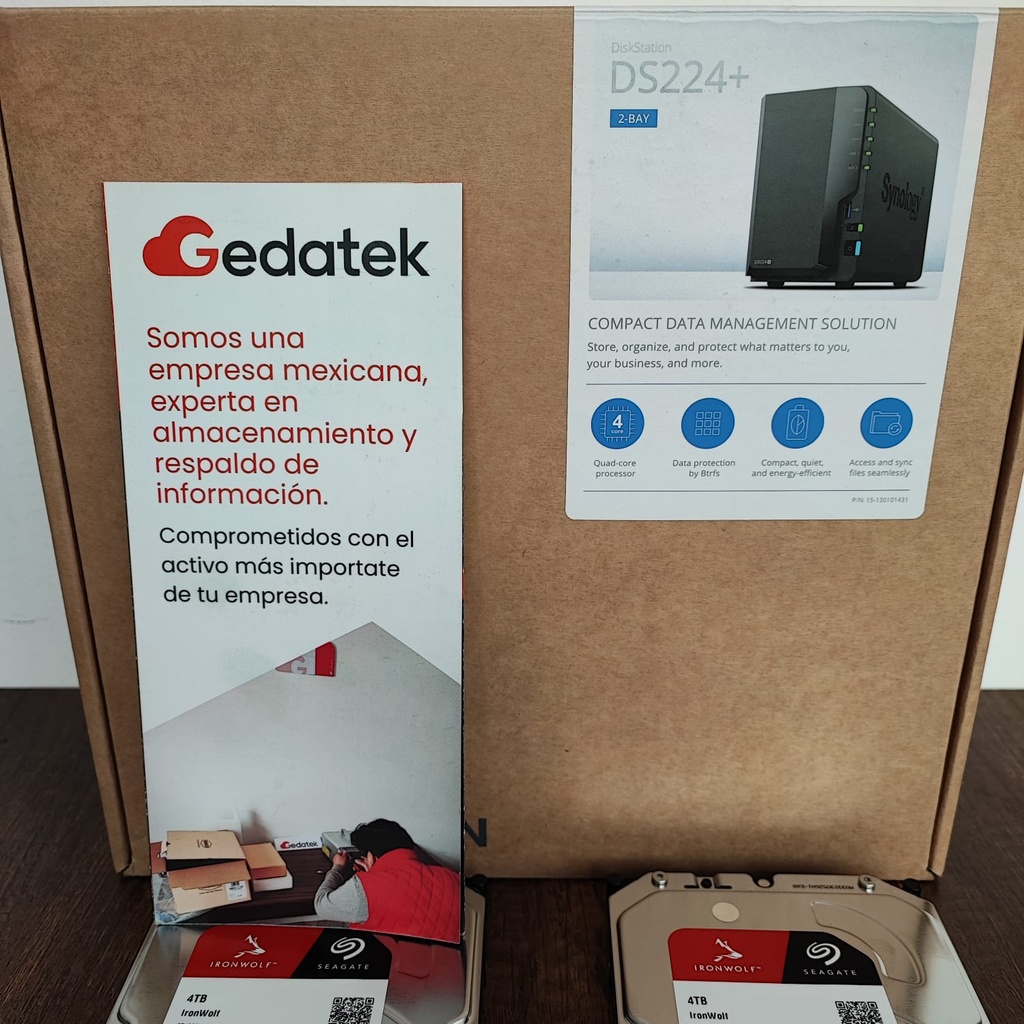 Synology DS224+ con 2 discos duros de 4TB Seagate Ironwolf (8TB)