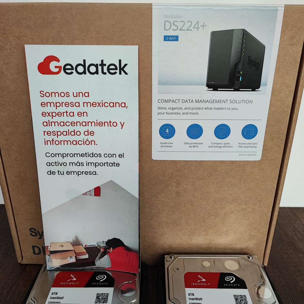 Synology DS224+ con 2 discos duros de 8TB Seagate Ironwolf (16TB)